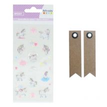 23 Stickers Epoxy Arc-en-ciel + 20 Étiquettes Kraft Fanion - Youdoit