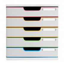 Module De Classement Modulo Black Office 5 Tiroirs Fermés - Blanc/arlequin - Exacompta