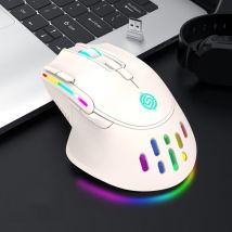 Souris Gamer Sans Fil Rgb 3200dpi 9 Boutons Rechargeable Plug-and-play Blanc Yonis - Yonis
