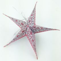 Etoile En Papier 5 Pièces Rouge/ Argent - Papertree
