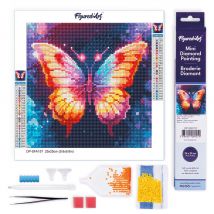 Mini Diamond Painting Broderie Diamant Figured’art 25x25cm Toile Entière Roulée Avec Diamants Ronds - Papillon Éclatant - Figured'Art