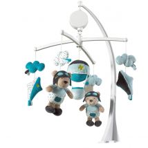 Mobile Tissu Musical En Velours Bleu - Sauthon