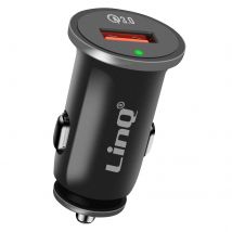 Linq Chargeur Allume-cigare Voiture Charge Rapide 3a Quick Charge 3.0 Noir