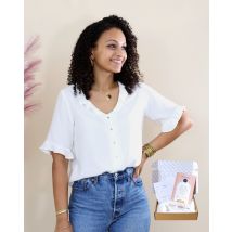 Kit Blouse Christelle - Blanc Cassé - 34-48, Avec Patron - Majam
