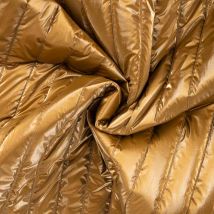 Tissu Doudoune Matelassé Brillant Karla Réversible Doré - Craftine
