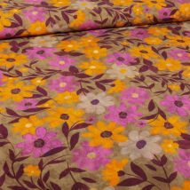 Tissu Viscose Paquy Sur Fond Beige - Au Mètre - Craftine