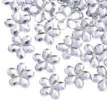 50 Perles Strass Cabochon Fleur Strass Transparent 9 Mm Acrylique À Coller - Dos Argenté - Creation - La boutique de Karine
