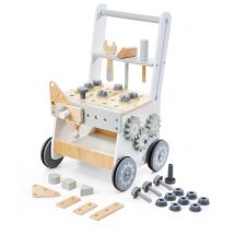 Établi Enfant Atelier De Bricolage À Roulette, 34 Pièces Accessoires, Trotteur, Pousse Pousse - Mamabrum