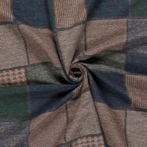 Tissu Jacquard Motifs Patchwork Sur Fond Vert Foncé - Craftine