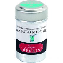 6 Cartouches D'Encre - Vert Diabolo Menthe - Pour Stylos Plume Et Roller - Herbin - Jacques Herbin