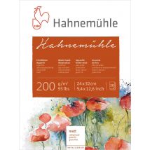 Bloc Papier Aquarelle 200 - Hahnemühle - 200 G/m² - Grain Fin - 24 X 32cm - 20 Feuilles - Blanc