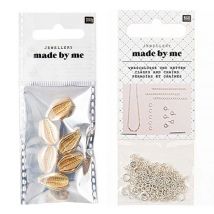 6 Perles Coquillages Dorées + Fermoirs Fins Et Chaînes Argentés - Rico Design