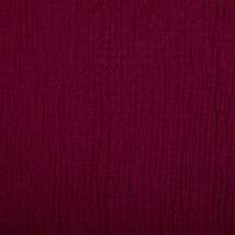 Tissu Double Gaze De Coton Uni Bordeaux - Au Mètre - Craftine