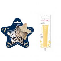Kit Pour Biscuit En Relief Étoile + Stylo Au Chocolat Jaune Pastel - Scrapcooking
