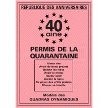 Permis De La 40 Aine - Anniversaire - 40 Ans - Humour - Carte Anniversaire - Sudio