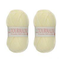 Lot De 2 Pelotes Tourmaline Écru - 100% Acrylique - 50g/200m - Distrifil