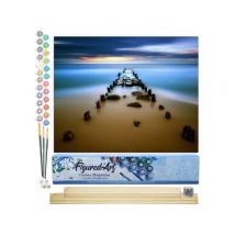 Peinture Par Numéro Figured'art - Pont Dans L'Eau - Kit De Loisir Créatif Diy Numéro D'Art Complet - 40x50cm Toile Roulée + Châssis En Bois À Monter