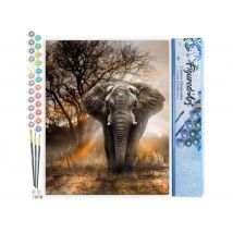 Peinture Par Numéro Figured'art - Eléphant Solitaire - Kit De Loisir Créatif Diy Numéro D'Art Complet - 40x50cm Sans Châssis En Bois