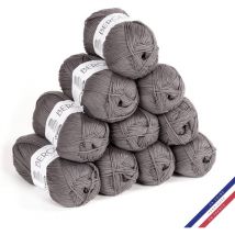 10 Pelotes De Laine - Mistigris - 100% Coton Bio - 3mm - Tricot Et Crochet - Bergère De France - Bergere de France