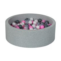 Piscine À Balles Aire De Jeu + 300 Balles Perle, Transparent, Rose Clair, Gris - Velinda