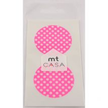 Masking Tape Mt Casa Seal Sticker Rond En Washi Pois Fond Rose - MT Masking Tape