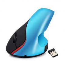 Souris Verticale Sans Fil Rechargeable 2400dpi 6 Boutons Ergonomique Anti-tunnel Carpien Bleu Yonis - Yonis