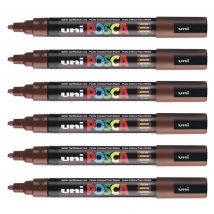 Lot De 6 Marqueurs Pointe Conique Moyenne Posca Pc5m 1,8 - 2,5mm Marron Posca - Posca