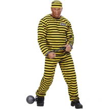 Déguisement - Prisonnier - Détenu - Rayures Noir/jaune - Costume + Chapeau - Taille Xxl - Widyka