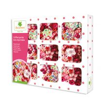 Coffret Perles En Bois Motif Fleurs - Sycomore