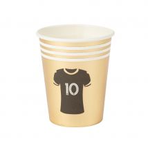8 Gobelets Football Or Et Blanc - Annikids