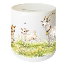 Tirelire Chèvres En Céramique D9,5 Cm - C'est moi la plus belle