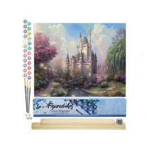 Peinture Par Numéro Figured'art - Château Et Arc En Ciel - Kit De Loisir Créatif Diy Numéro D'Art Complet - 40x50cm Toile Roulée + Châssis En Bois À
