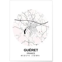Affiche Carte Guéret | A3 : 29,7x42cm - L'afficherie