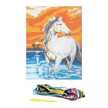 Kit Complet Canevas 15 X 20 Cm Motif Cheval Au Galop - Distrifil