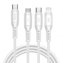 Wiwu Câble 3 En 1 Usb-c, Micro Usb Et Lightning Charge Rapide 60w 1m Blanc - Wiwu
