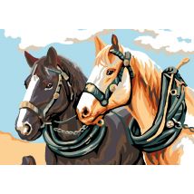 Canevas Antique Chevaux De Traits 32x50 Cm - LUC