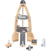 Grande Fusée Spatiale Bois Avec Accessoires À Construire Garage Enfant +3, Astronautes Véhicules - Mamabrum