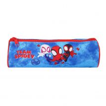 Bagtrotter - Spider-man -trousse Scolaire Ronde - Bleu Ciel - 1 Compartiment Zippé - 22x7x7cm - Matière Polyester - Accessoire Et Papeterie Scolaire