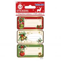 12 Étiquettes Adhésives De Noël - Houx - Global Gift