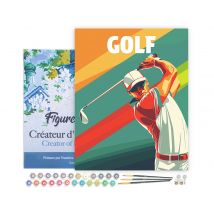 Peinture Par Numéro Figured'art Avec Cadre - Affiche Sportive Golf - Kit De Loisir Créatif Diy Numéro D'Art Complet - 40x50cm Toile Tendue Sur