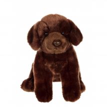 Peluche - Chiens Réalistes Assis, Labrador Chocolat 25 Cm - Gipsy Toys