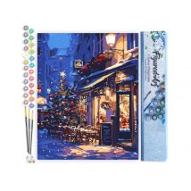 Peinture Par Numéro Figured'art - Café De Nuit Festif - Kit De Loisir Créatif Diy Numéro D'Art Complet - 40x50cm Sans Châssis En Bois