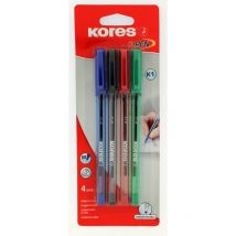 Lot De 4 Stylos À Bille - K-pen - Pointe Médium - Corps Triangulaire - Kores
