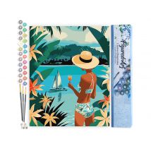 Peinture Par Numéro Figured'art - Femme Et Océan - Kit De Loisir Créatif Diy Numéro D'Art Complet - 40x50cm Sans Châssis En Bois