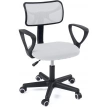 Chaise Bureau Enfant Junior, Siège Rembourré Textile Mesh Respirant, Pivotant, Accoudoirs, Hauteur Réglable, Roulettes Souples Lab (blanc) - Kayelles