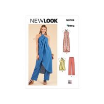 Patron New Look 6736 - Hauts En 2 Longueurs Et Pantalon Du 34 Au 46 (fr) Taille N°fr 34-46
