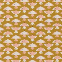 Tissu Coton Imprimé Arty Oibi Oiseau Sur Fond Ocre - Au Mètre - Craftine