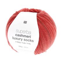 Pelote De Laine À Chaussettes Superba Cashmeri Luxury Socks 4 Fils - 100g - Rico Design : Douceur Et Luxe Pour Vos Pieds Rouge (015 - Cerise)