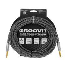 Cable Jack 6.35 D/d - 6m - Nylon Tressé Gris - Groovit