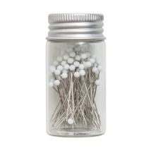 Tube En Verre De 95 Épingles À Tête De Verre - Collection Fleurs Bleues - Hobby Gift